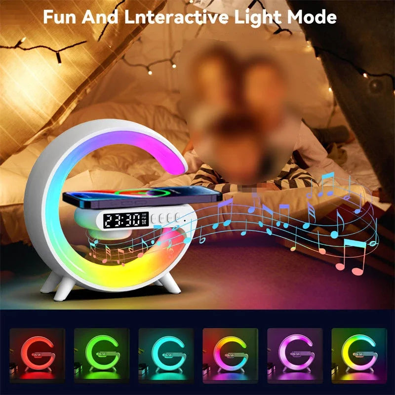 Opansten Multifunction Wireless Charger Pad Stand Speaker TF RGB Night Light Fast Charging Station