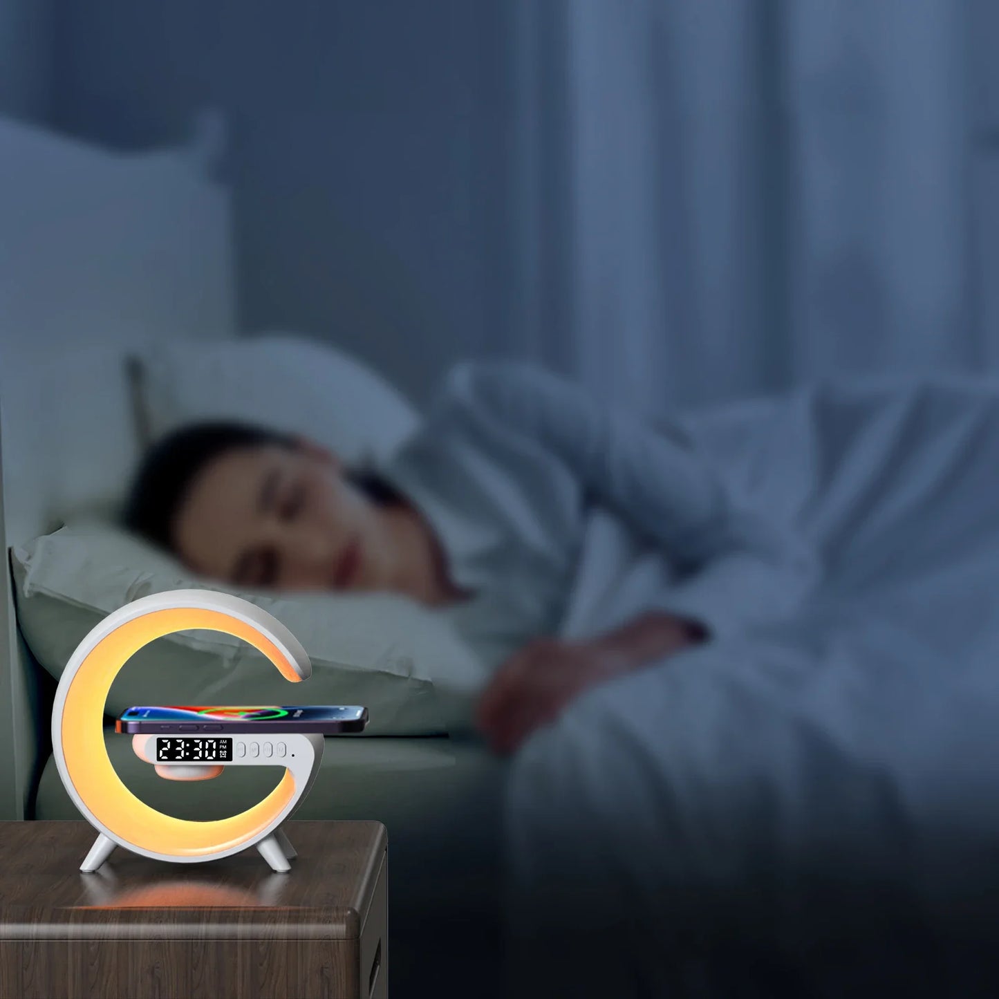 Opansten Multifunction Wireless Charger Pad Stand Speaker TF RGB Night Light Fast Charging Station 
