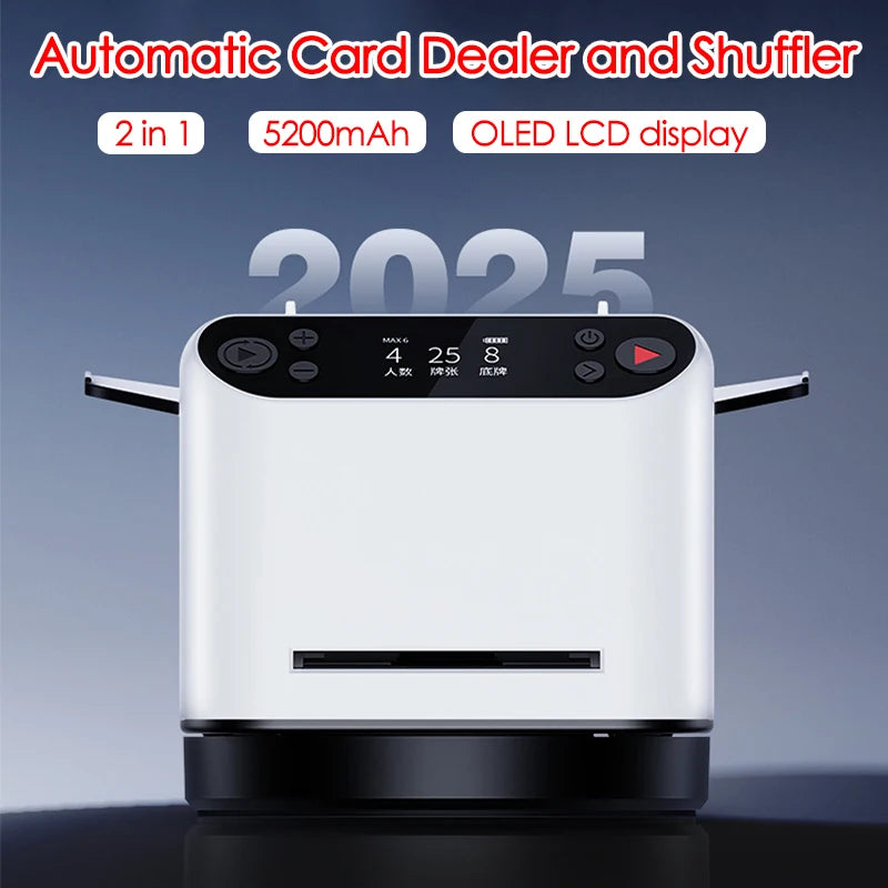 360° Rotating 2-in-1 Automatic Card Shuffler & Dealer ,5200mAh Rechargeable Playing Cards Shuffling Dealing Tool 2 In 1 Poker Machine