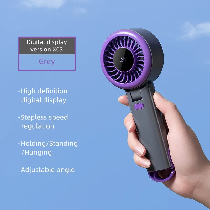 3-In-1 Portable Mini Fan: Handheld/Neck Hanging/Foldable, USB Rechargeable for Summer, Camping, Travel | Long-Lasting Cooling