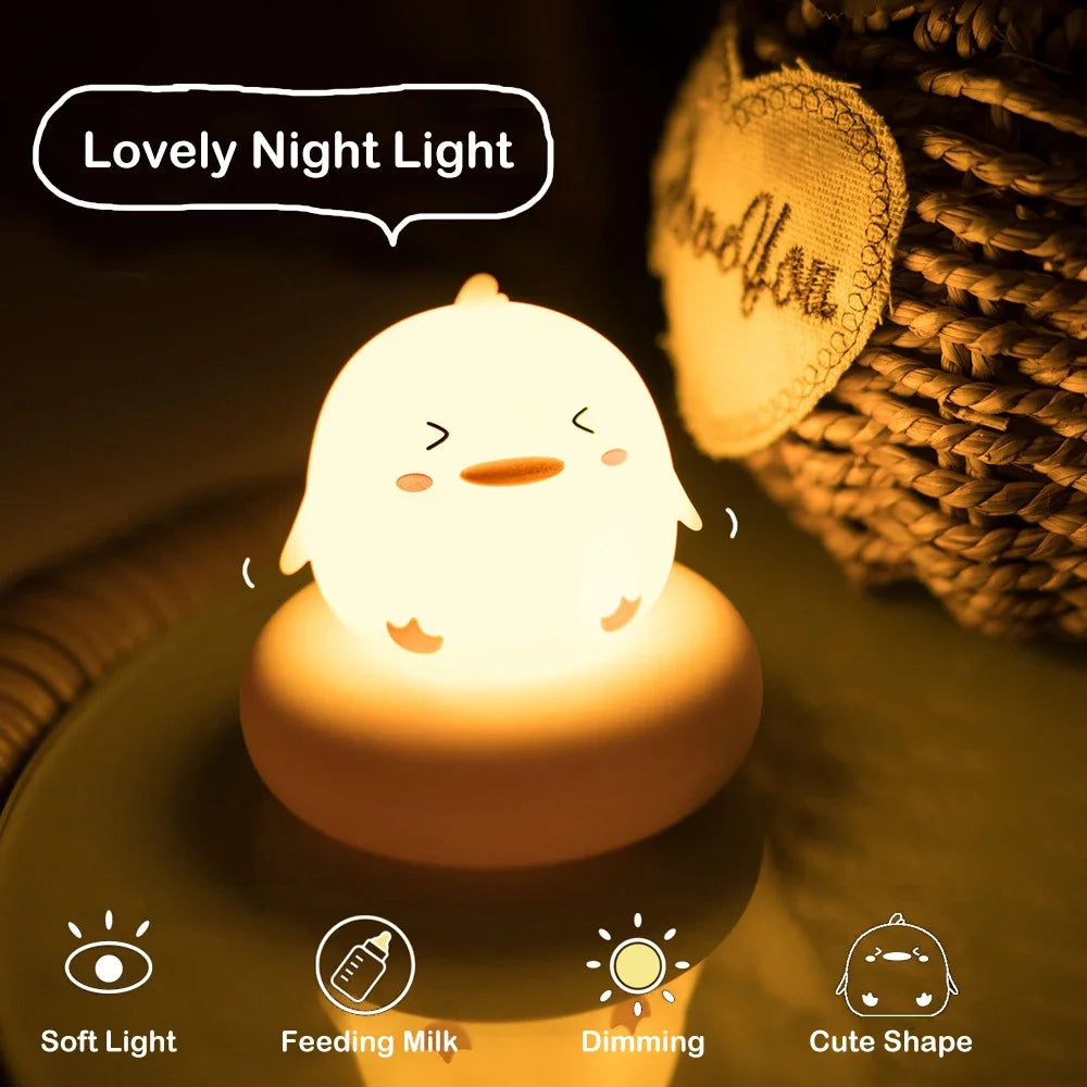 Cute Animal Night Light Novelty 3 Level Dimmable Nursery Nightlight USB Rechargeable Table Lamp 