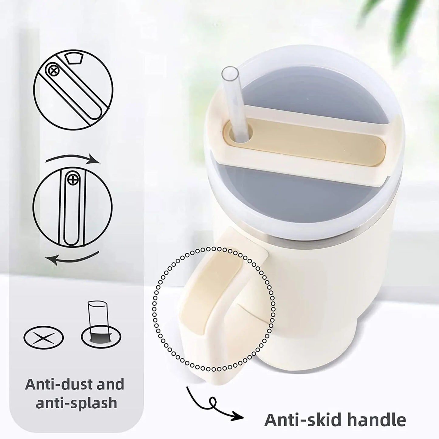 Insulated Tumbler with Hanlde 1200Ml Metal Stainless Steel Vacuum Portable Straw Cup Large Thermal Mug for Hot and Cold Coffee