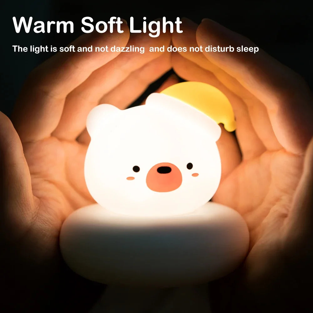Cute Animal Night Light Novelty 3 Level Dimmable Nursery Nightlight USB Rechargeable Table Lamp 