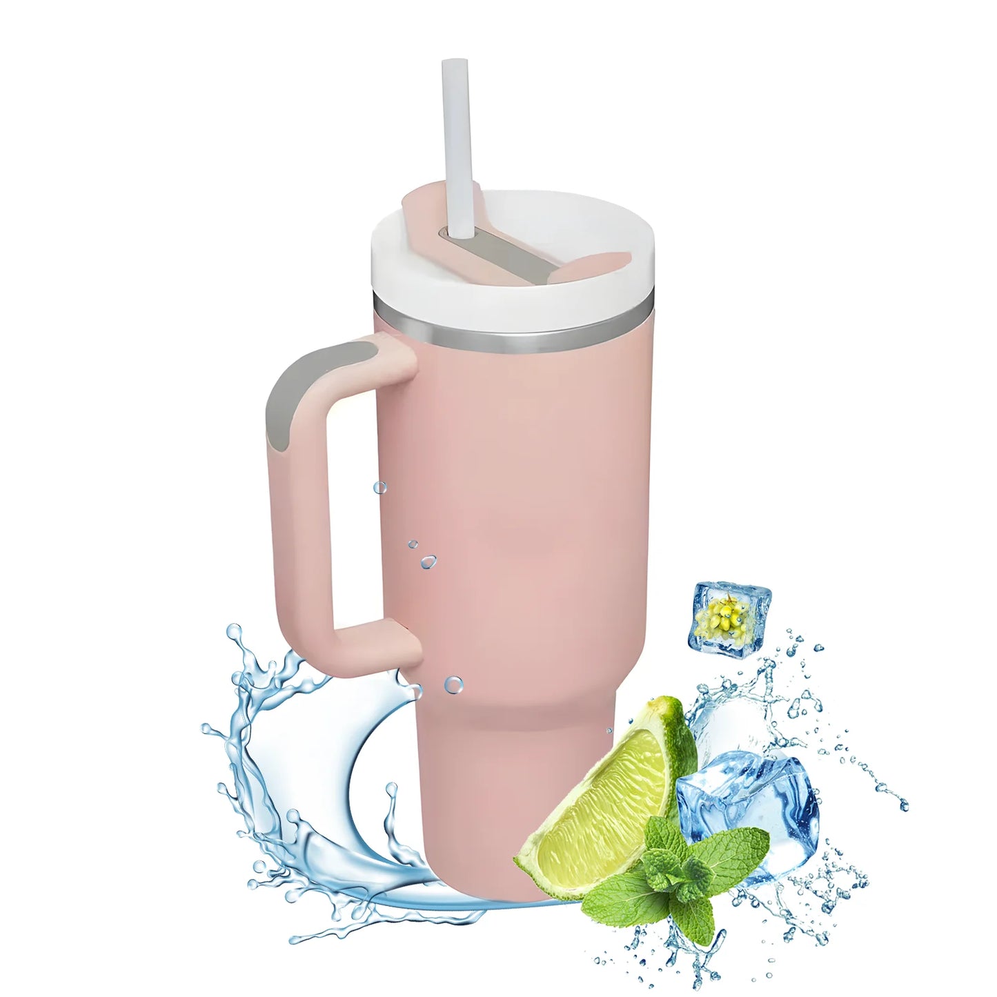 Insulated Tumbler with Hanlde 1200Ml Metal Stainless Steel Vacuum Portable Straw Cup Large Thermal Mug for Hot and Cold Coffee