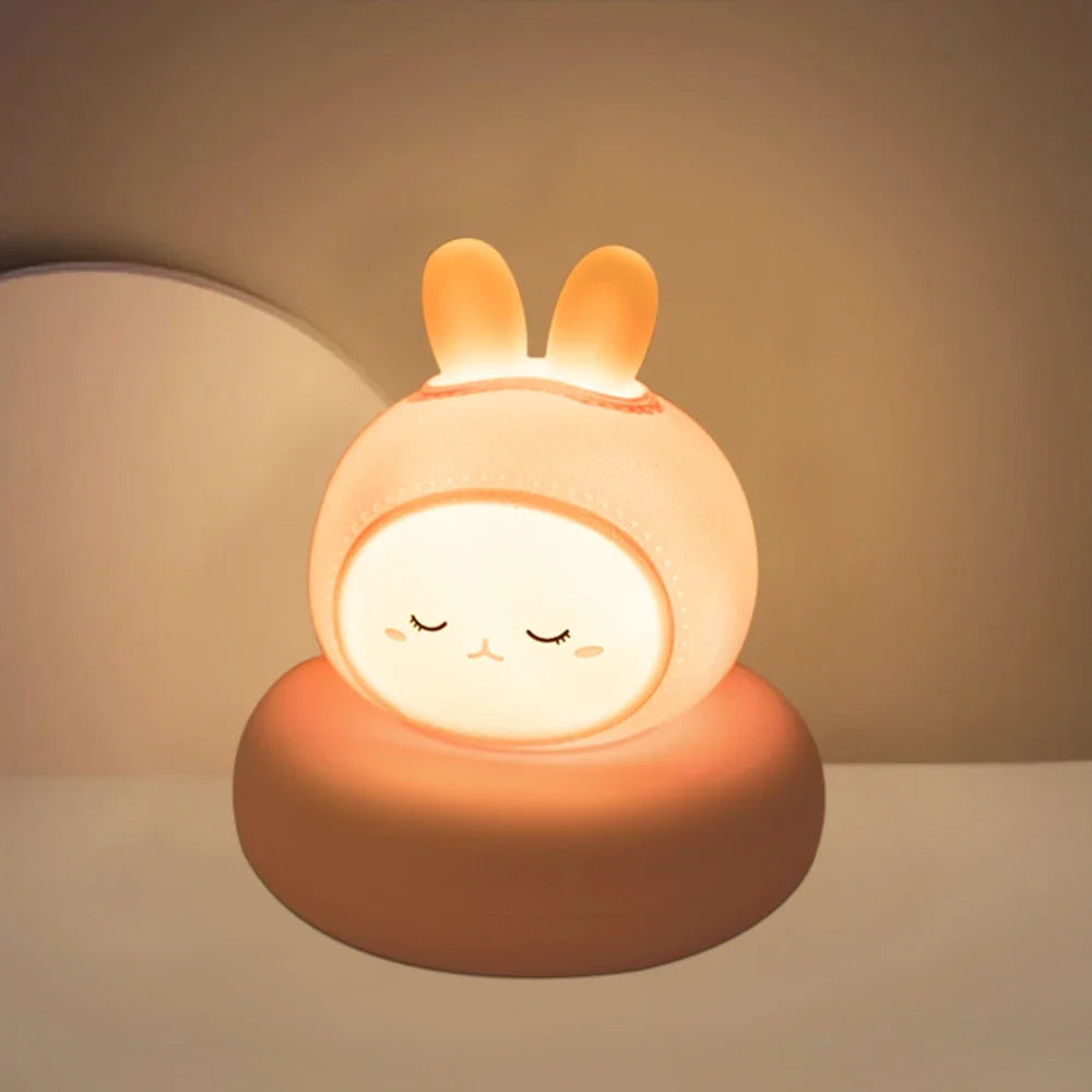 Cute Animal Night Light Novelty 3 Level Dimmable Nursery Nightlight USB Rechargeable Table Lamp 