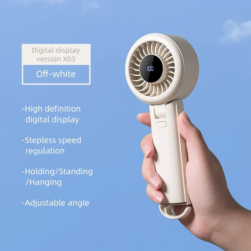 3-In-1 Portable Mini Fan: Handheld/Neck Hanging/Foldable, USB Rechargeable for Summer, Camping, Travel | Long-Lasting Cooling