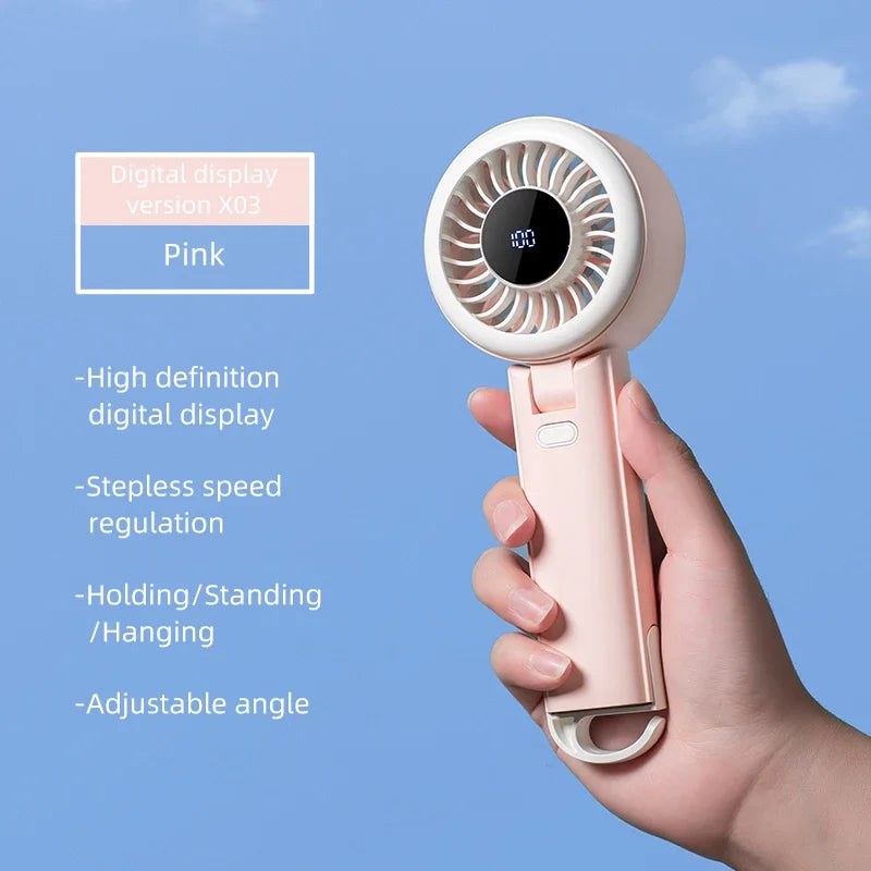 3-In-1 Portable Mini Fan: Handheld/Neck Hanging/Foldable, USB Rechargeable for Summer, Camping, Travel | Long-Lasting Cooling