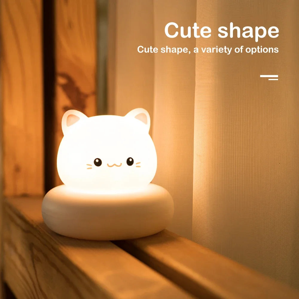 Cute Animal Night Light Novelty 3 Level Dimmable Nursery Nightlight USB Rechargeable Table Lamp 
