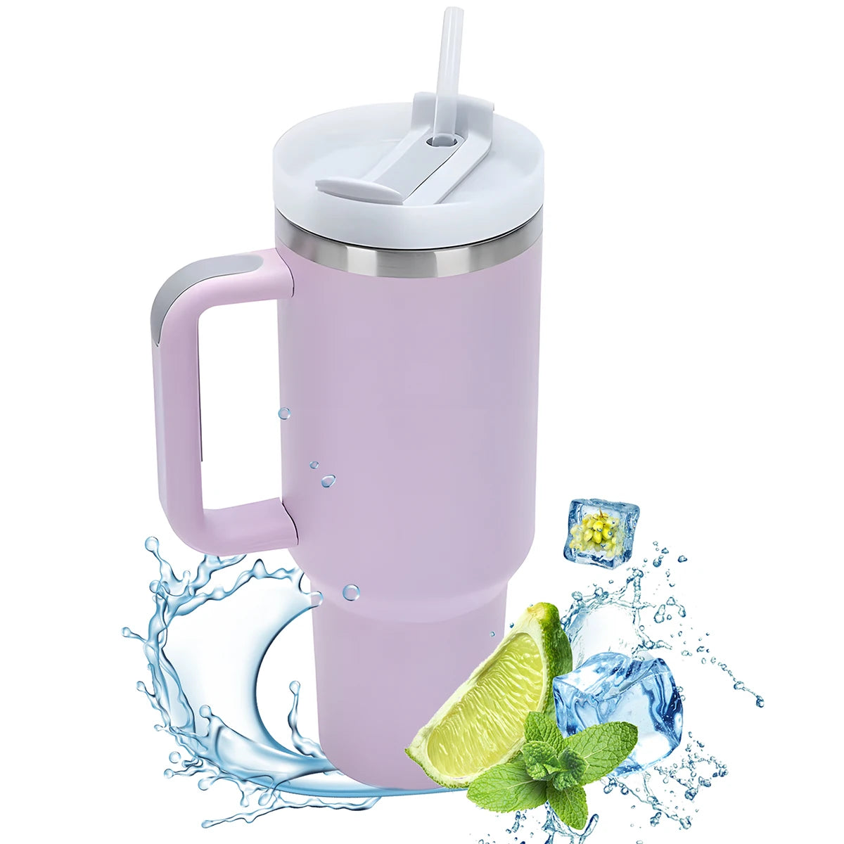 Insulated Tumbler with Hanlde 1200Ml Metal Stainless Steel Vacuum Portable Straw Cup Large Thermal Mug for Hot and Cold Coffee