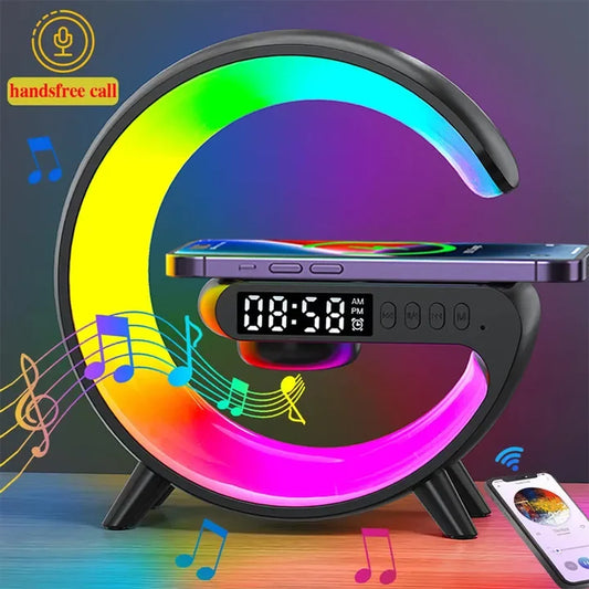 Opansten Multifunction Wireless Charger Pad Stand Speaker TF RGB Night Light Fast Charging Station 