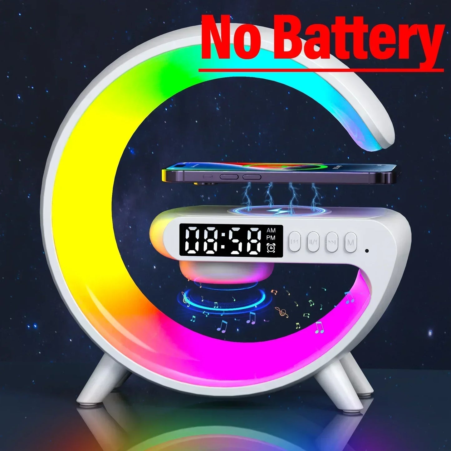 Opansten Multifunction Wireless Charger Pad Stand Speaker TF RGB Night Light Fast Charging Station 