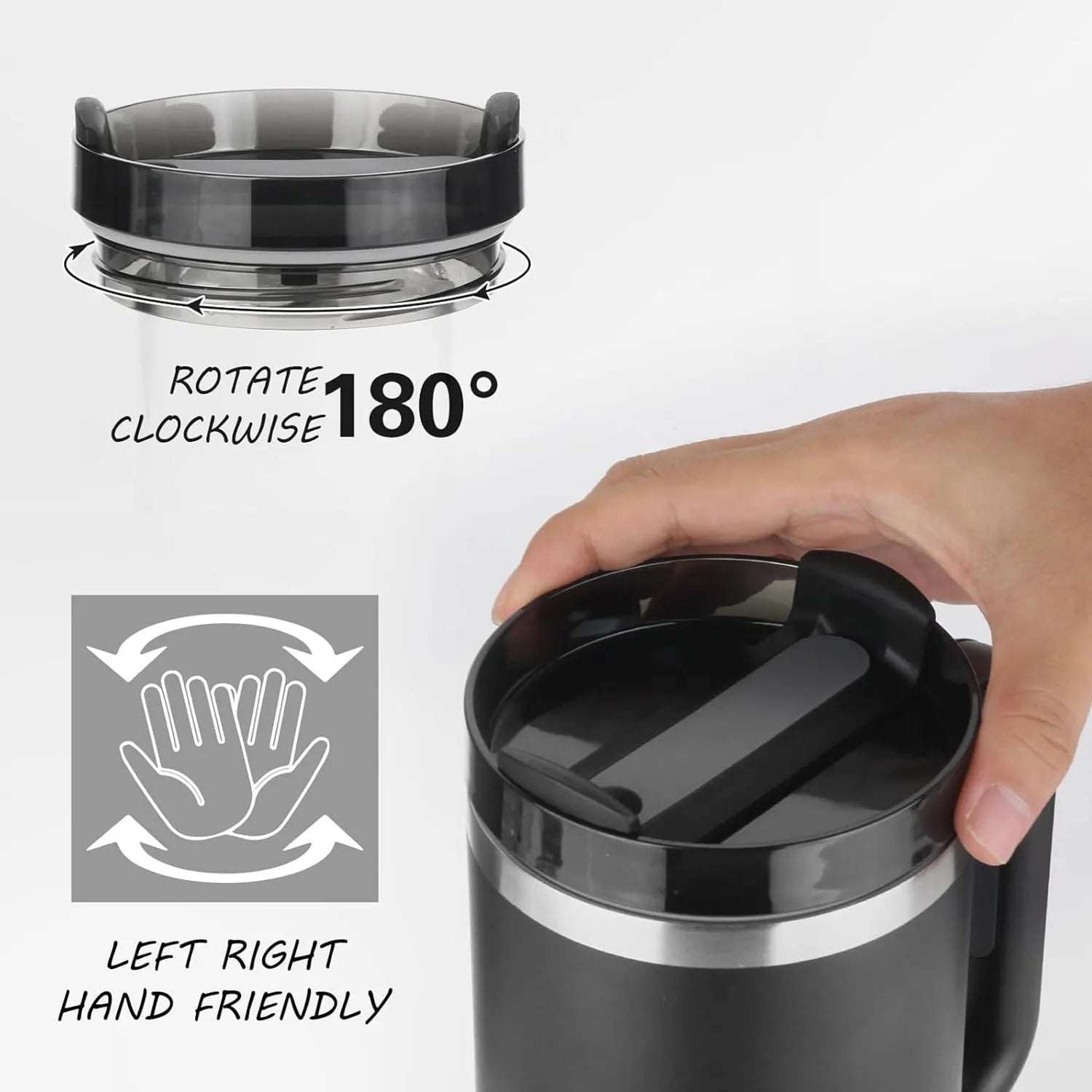 Insulated Tumbler with Hanlde 1200Ml Metal Stainless Steel Vacuum Portable Straw Cup Large Thermal Mug for Hot and Cold Coffee