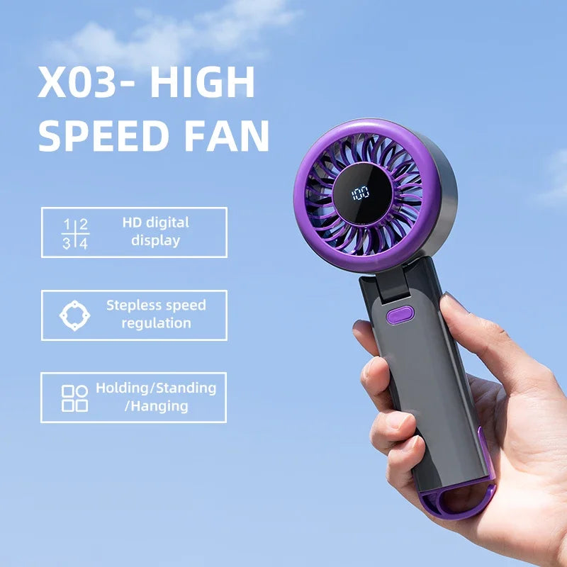 3-In-1 Portable Mini Fan: Handheld/Neck Hanging/Foldable, USB Rechargeable for Summer, Camping, Travel | Long-Lasting Cooling