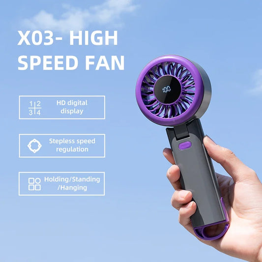 3-In-1 Portable Mini Fan: Handheld/Neck Hanging/Foldable, USB Rechargeable for Summer, Camping, Travel | Long-Lasting Cooling