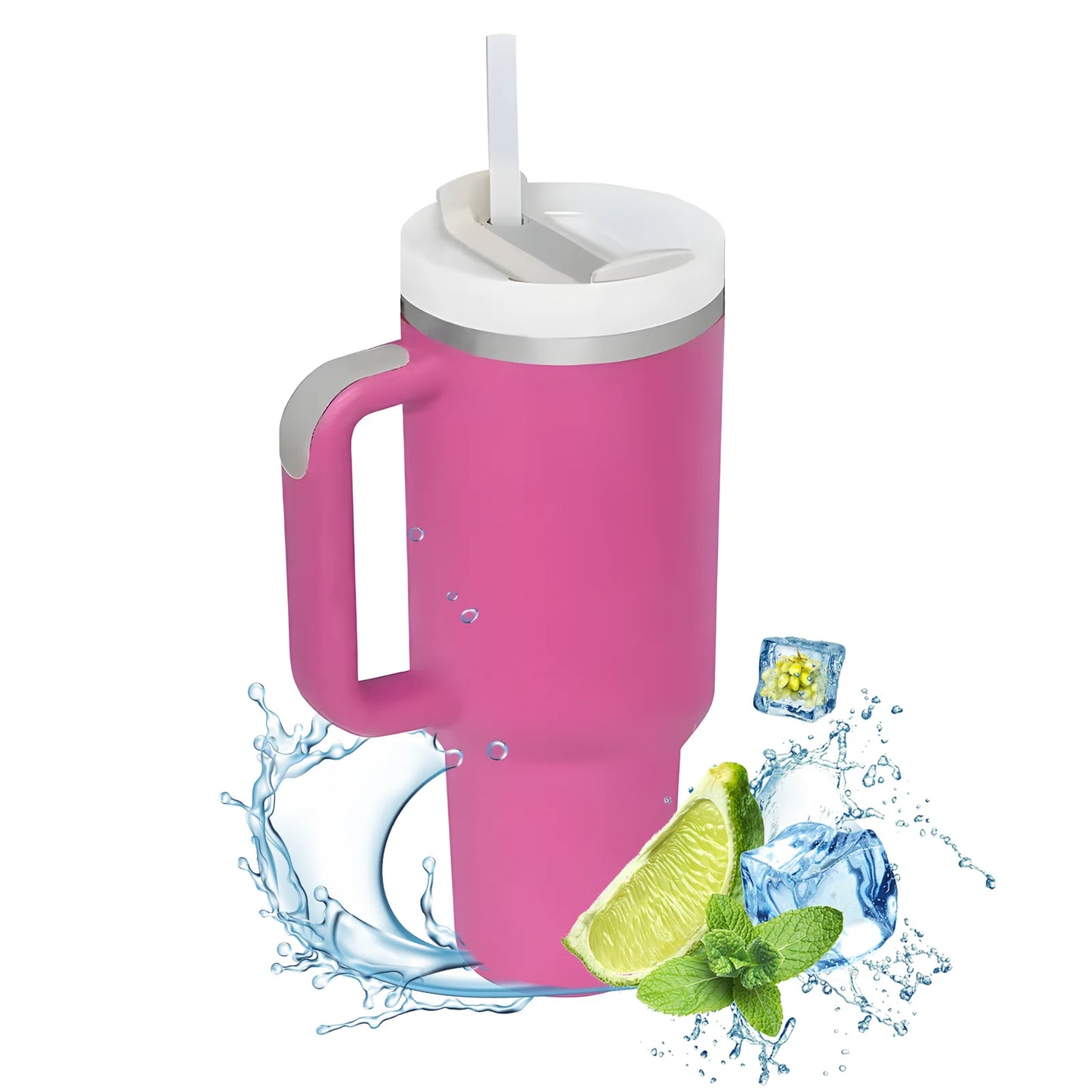 Insulated Tumbler with Hanlde 1200Ml Metal Stainless Steel Vacuum Portable Straw Cup Large Thermal Mug for Hot and Cold Coffee