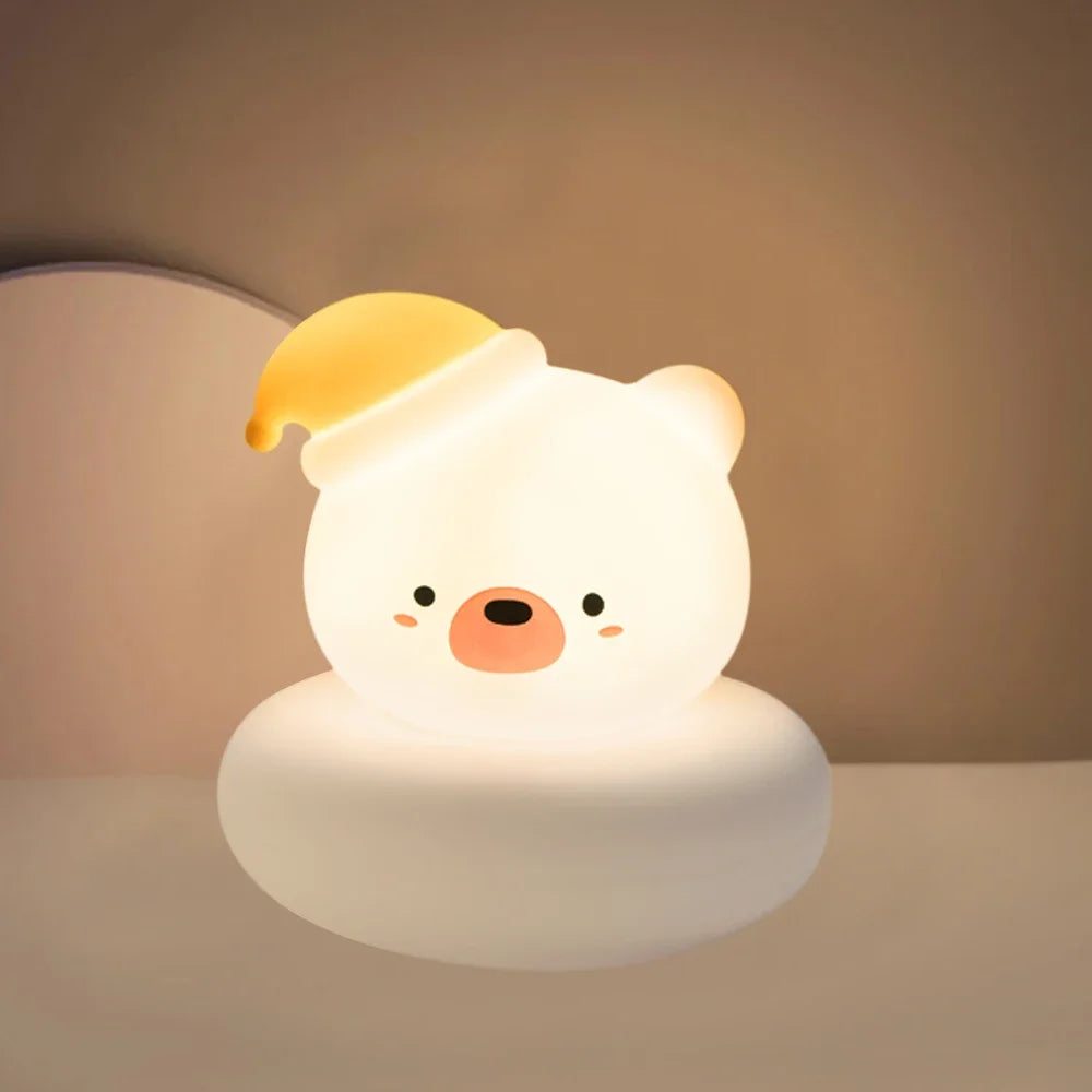 Cute Animal Night Light Novelty 3 Level Dimmable Nursery Nightlight USB Rechargeable Table Lamp 