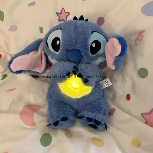 Stitch Sleep Companion Sound Soothing Music Children's Plush Toy Baby with Airbag Breathing Light Doll 