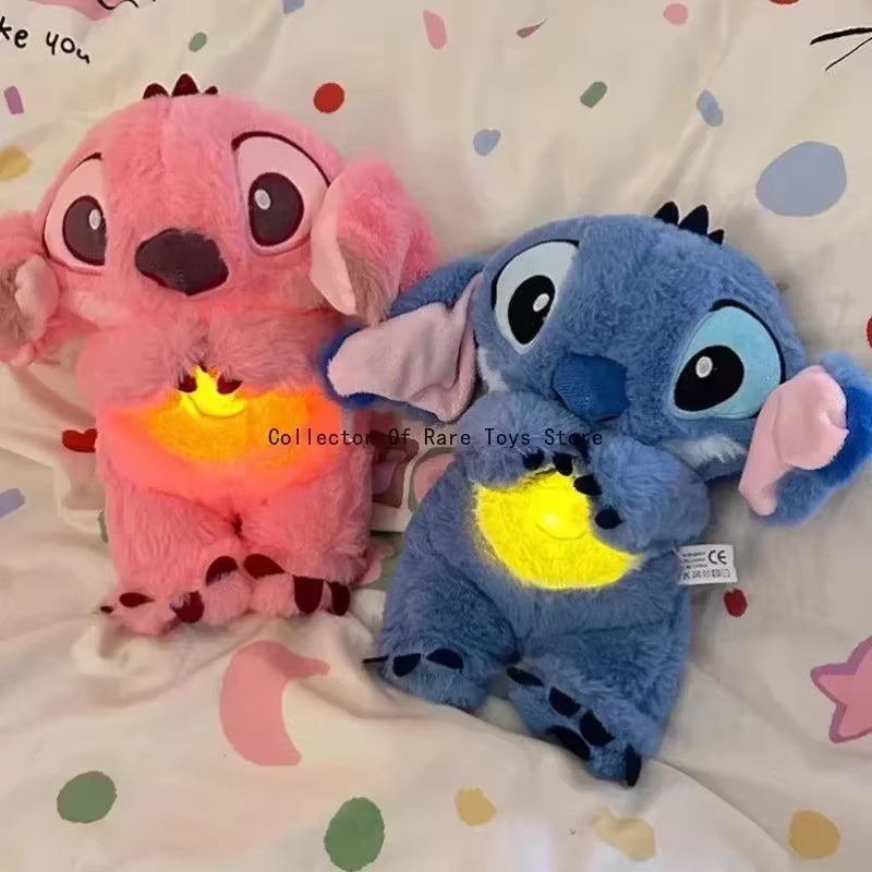 Stitch Sleep Companion Sound Soothing Music Children's Plush Toy Baby with Airbag Breathing Light Doll 